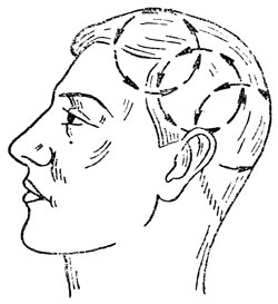 Круговое разминание волосистой части головы