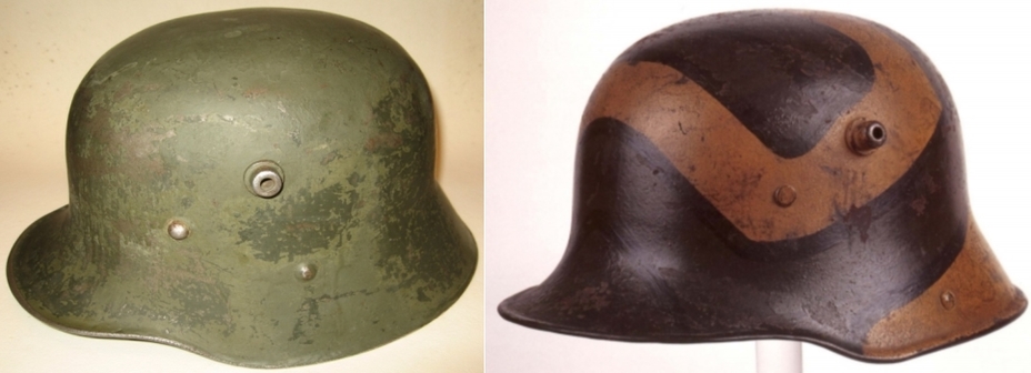 ​Стальной шлем образца 1916 года: австрийский (слева) и немецкий (справа). - От «пикельхаубе» к «штальхельму» | Военно-исторический портал Warspot.ru