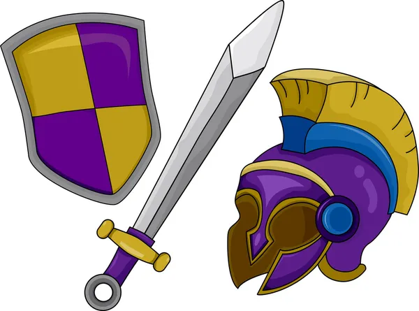 Гладиатор шлем щит и меч — стоковое фото