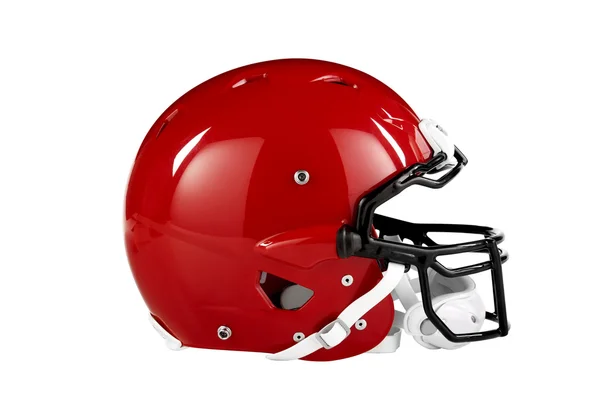 Вид сбоку красный футбольный шлем Стоковая Картинка