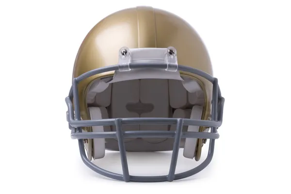 Золотой футбольный шлем спереди вид, изолированные на белом backgroun Лицензионные Стоковые Изображения