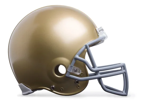 Золотой футбольный шлем в виде профиля, изолированные на белом backgro Стоковое Изображение